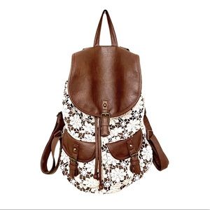 Women's Brown Lace Campus Casual Everyday Backpack